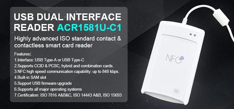  νƮ III USB  ̽, IC RIFD,   ,  , Ʈ ī  (ACR1581U-C1), 13.56 MHz